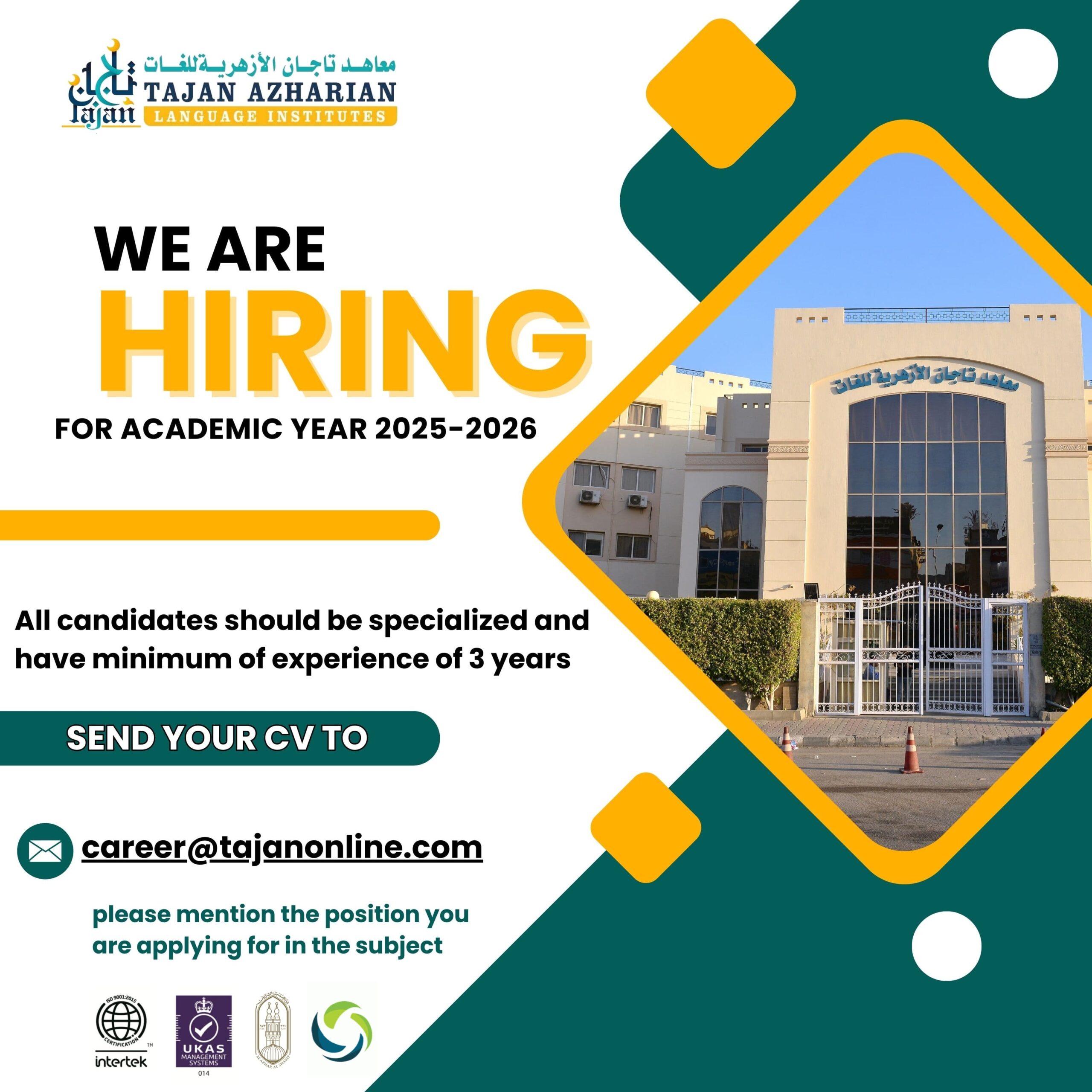Hiring for Academic year 2025-2026